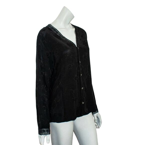 CP SHADES Women's Black Floral Button-up Shirt Size Medium - Picture 5 of 9
